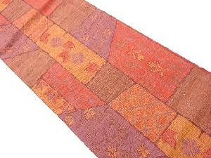 リサイクル　花唐草に葉模様織出し名古屋帯